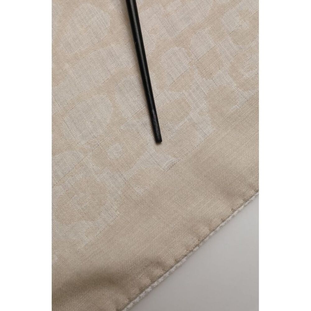 Dolce & Gabbana Men Beige Silk Wool Shawl Lace Stole Men's Scarf